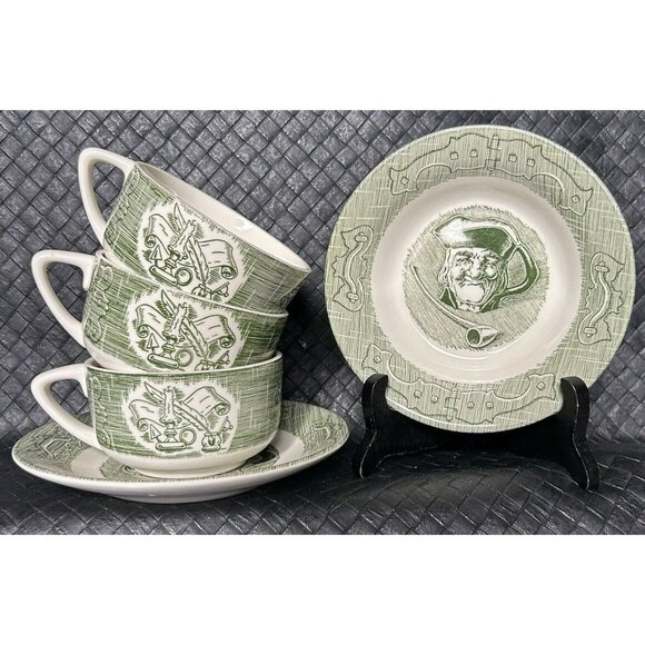 Royal China The Old Curiosity Shop 5 Piece Set 3 Cups Berry Bowl Saucer VGUC